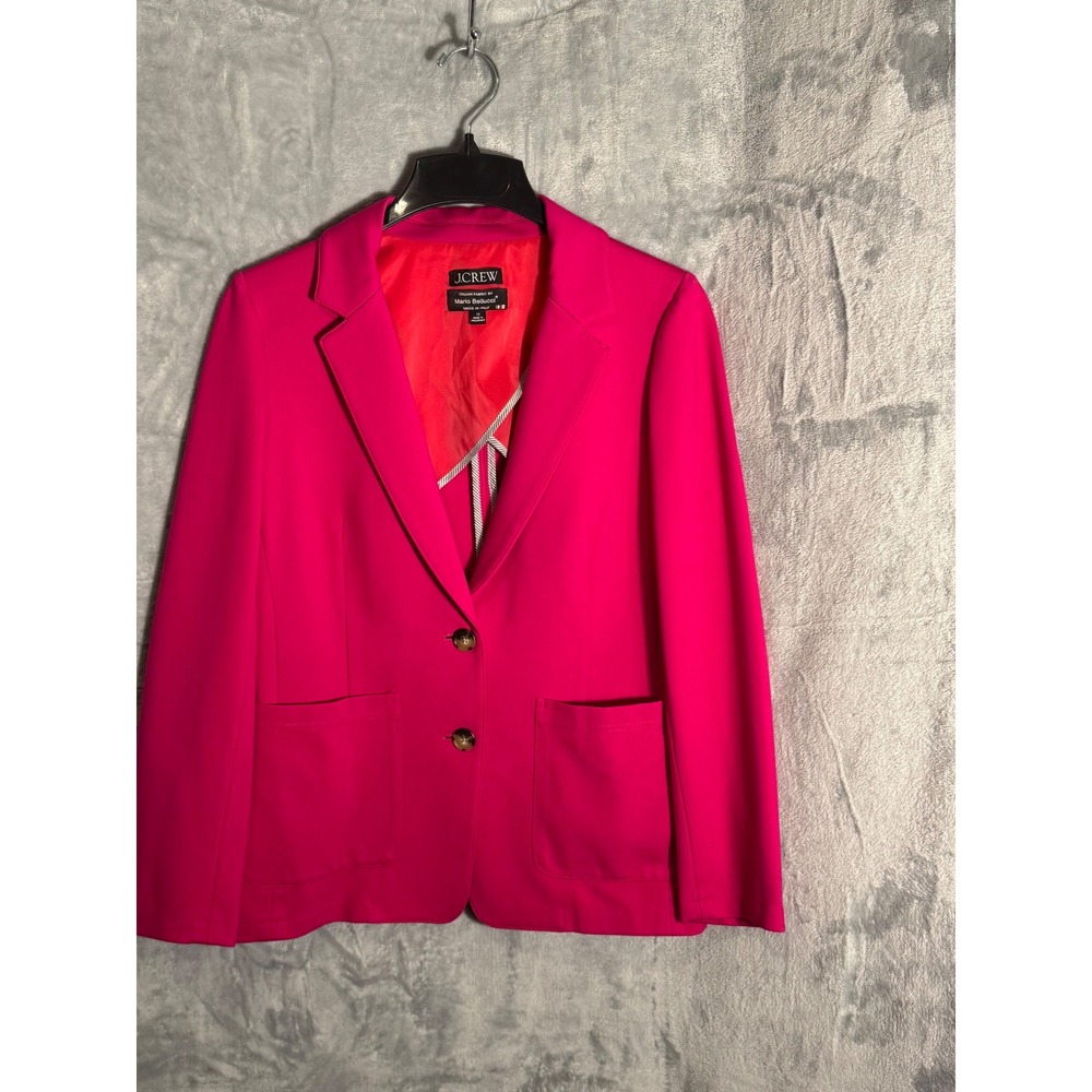 J.Crew Pink Mario Bellucci Italian Fabric Blazer Jacket BF422 Women 12